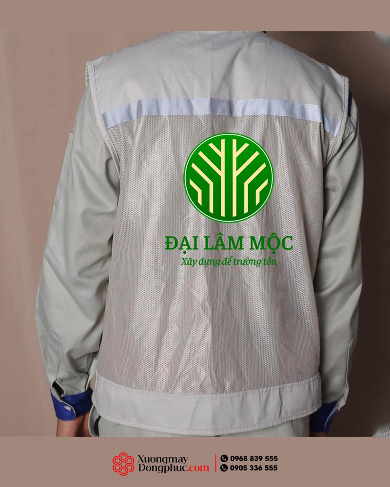May và in áo gile màu ghi sáng Công ty Đại Lâm Mộc