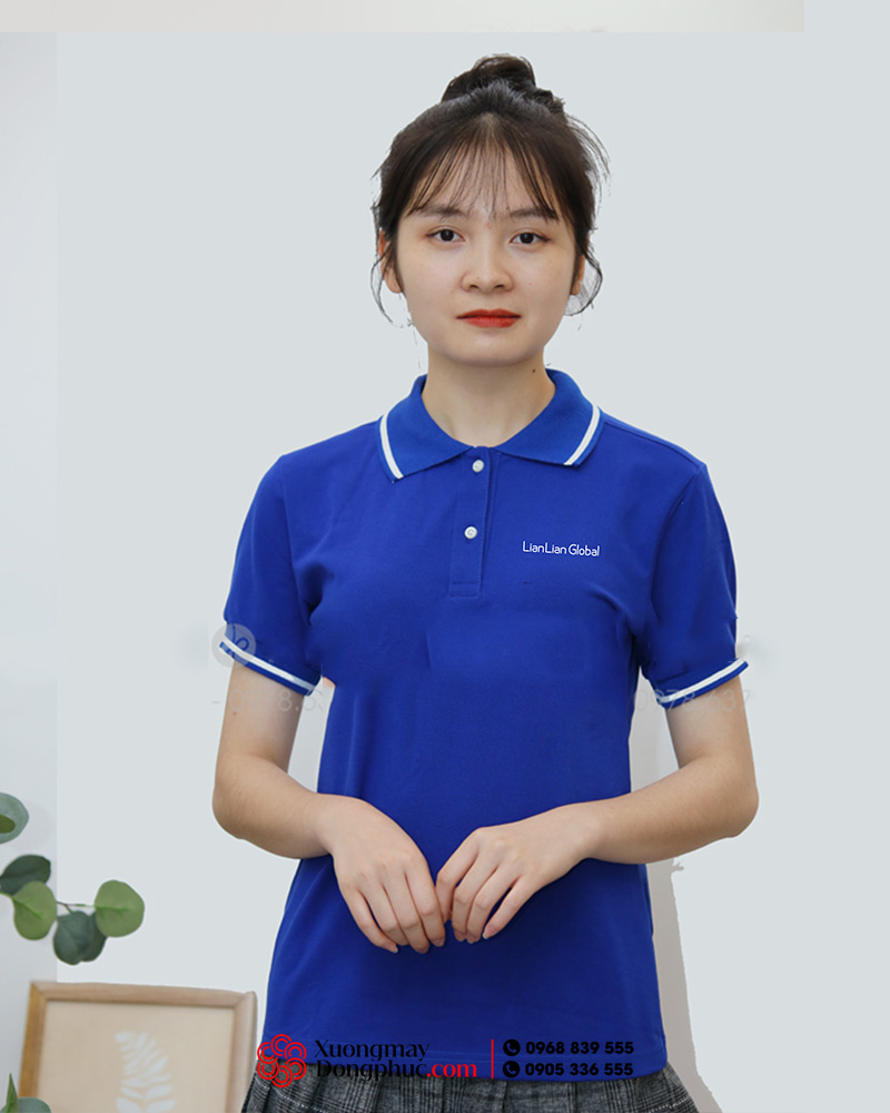 May và in áo phông đồng phục cổ bẻ Lianlian Global