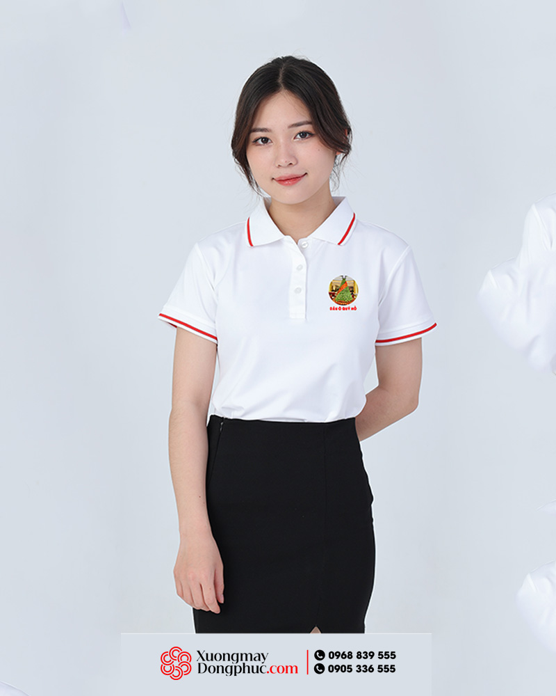 May và in áo phông đồng phục màu trắng Dâu ô Quý Hồ