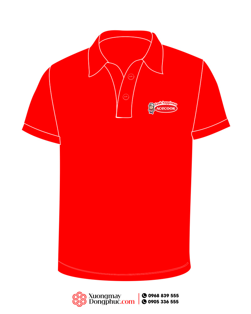 May và in áo phông màu đỏ Công ty Acecook