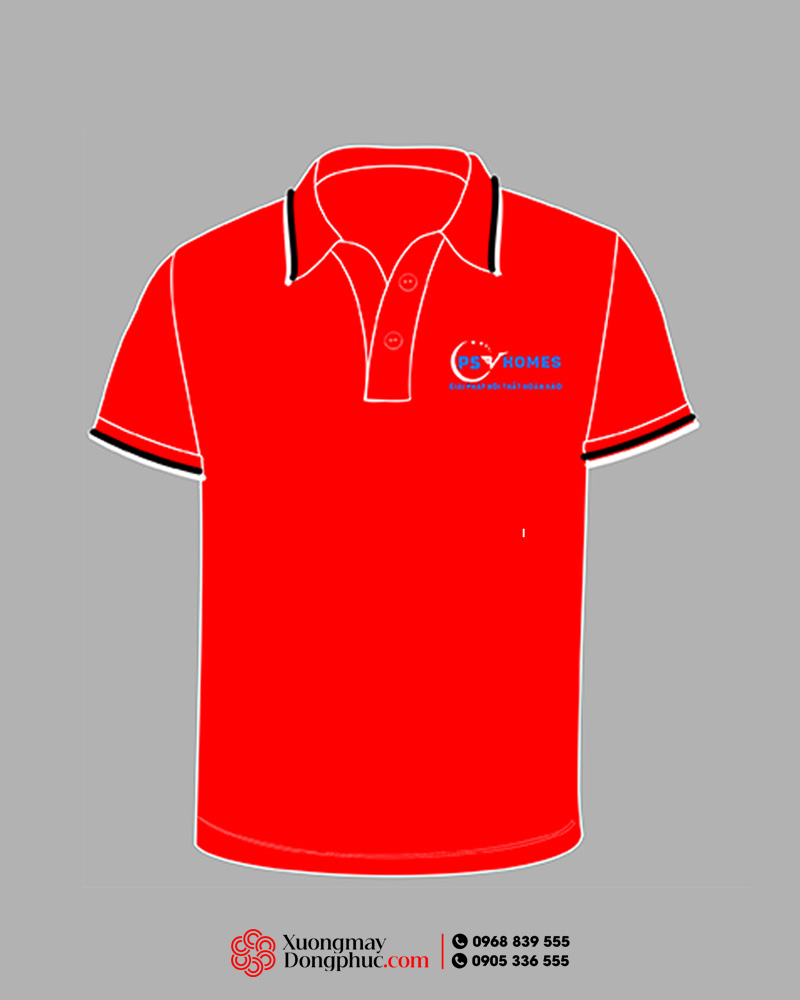 May và in áo phông màu đỏ Công ty PSV Home
