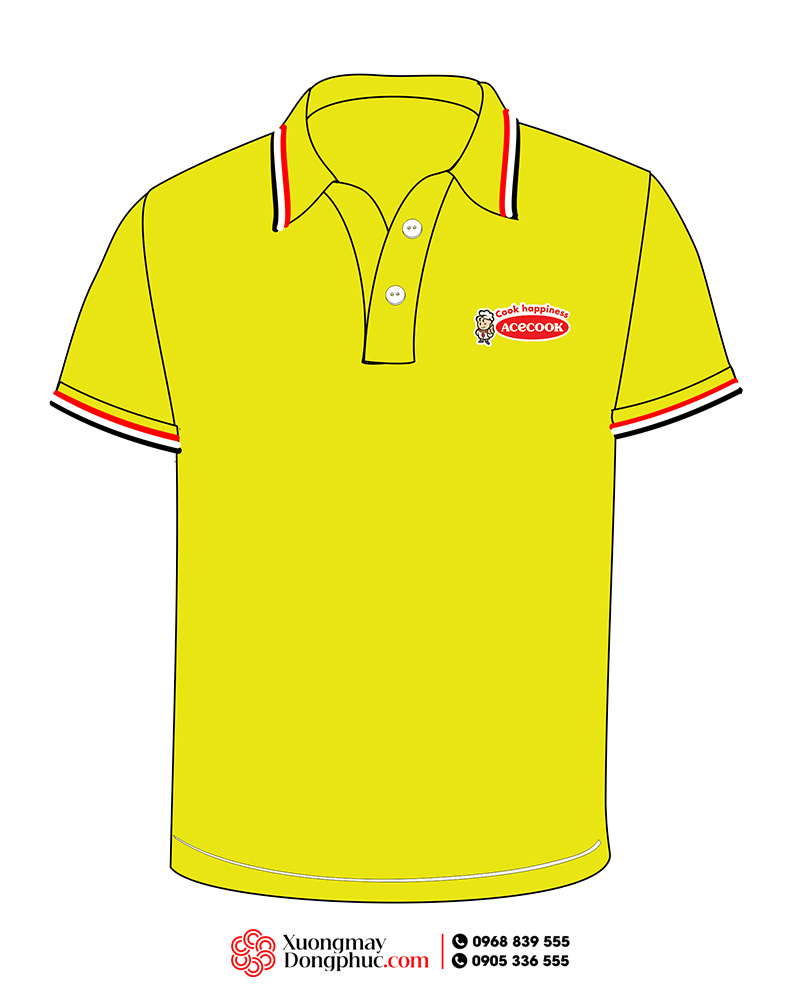 May và in áo phông màu vàng Công ty Acecook