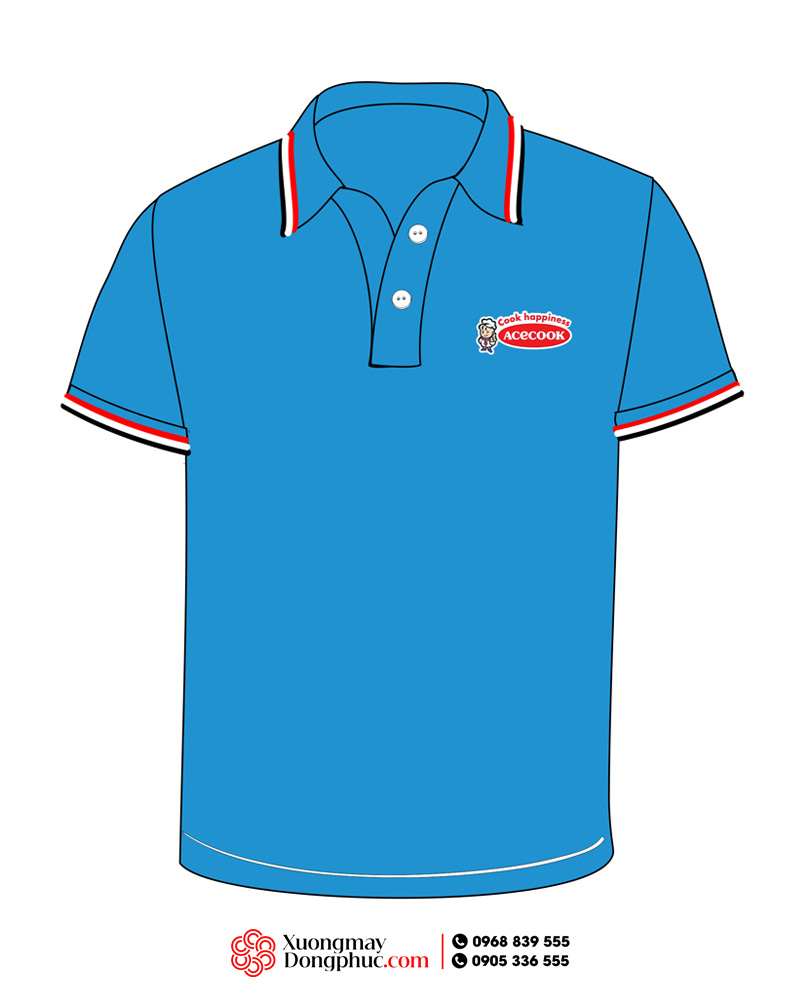 May và in áo phông màu xanh da trời Công ty Acecook