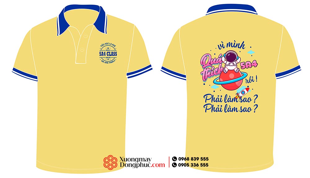 May và In áo Lớp 5A4 Class Tiểu học La Khê - We are family