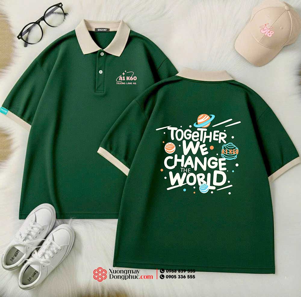 May và In áo Lớp A1 K60 Trường Láng Hạ - Together We change the world