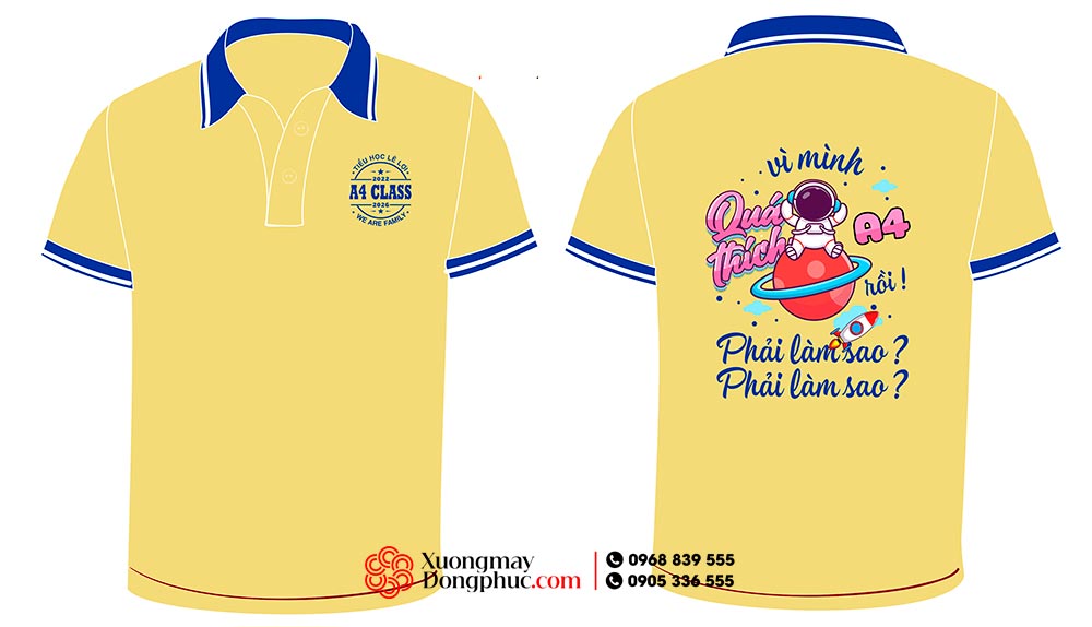 May và In áo Lớp A4 Trường Tiểu học Lê Lợi 2022-2026 - We are family