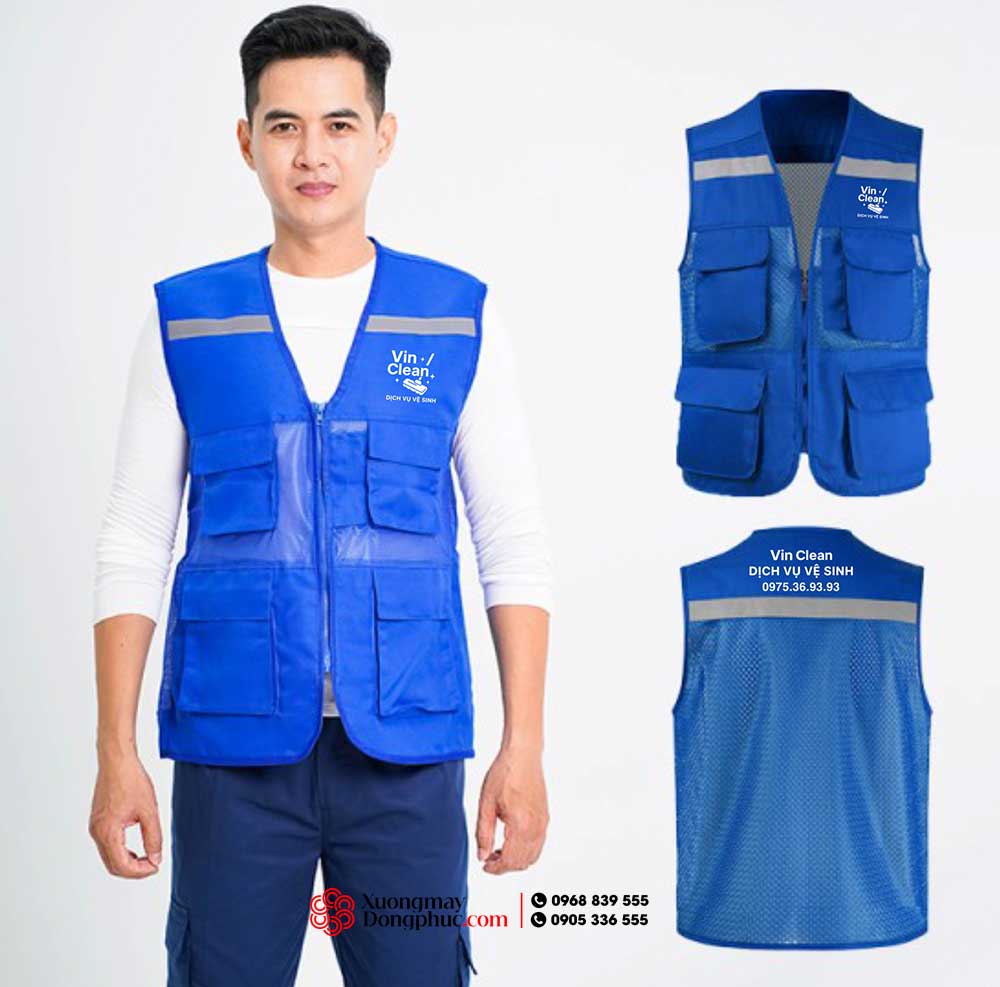 May và In áo gile Công ty Dịch vụ vệ sinh Vin Clean
