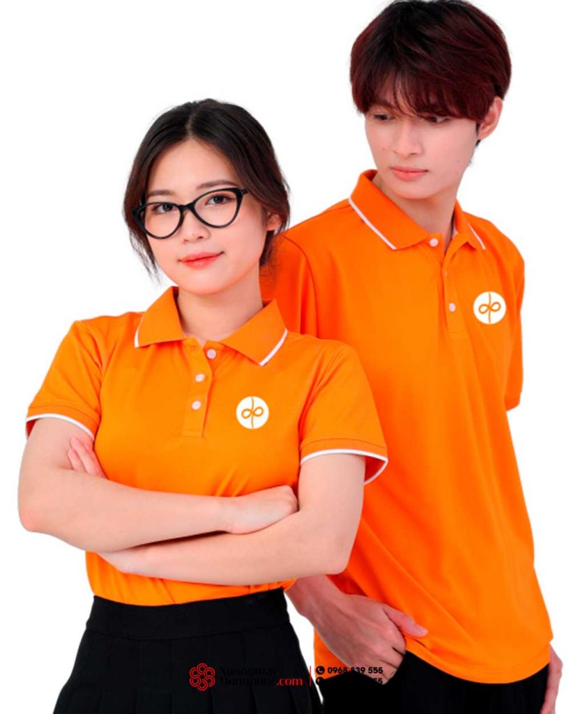 May và In áo phông đồng phục màu cam