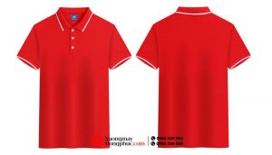 May áo polo màu đỏ viền trắng
