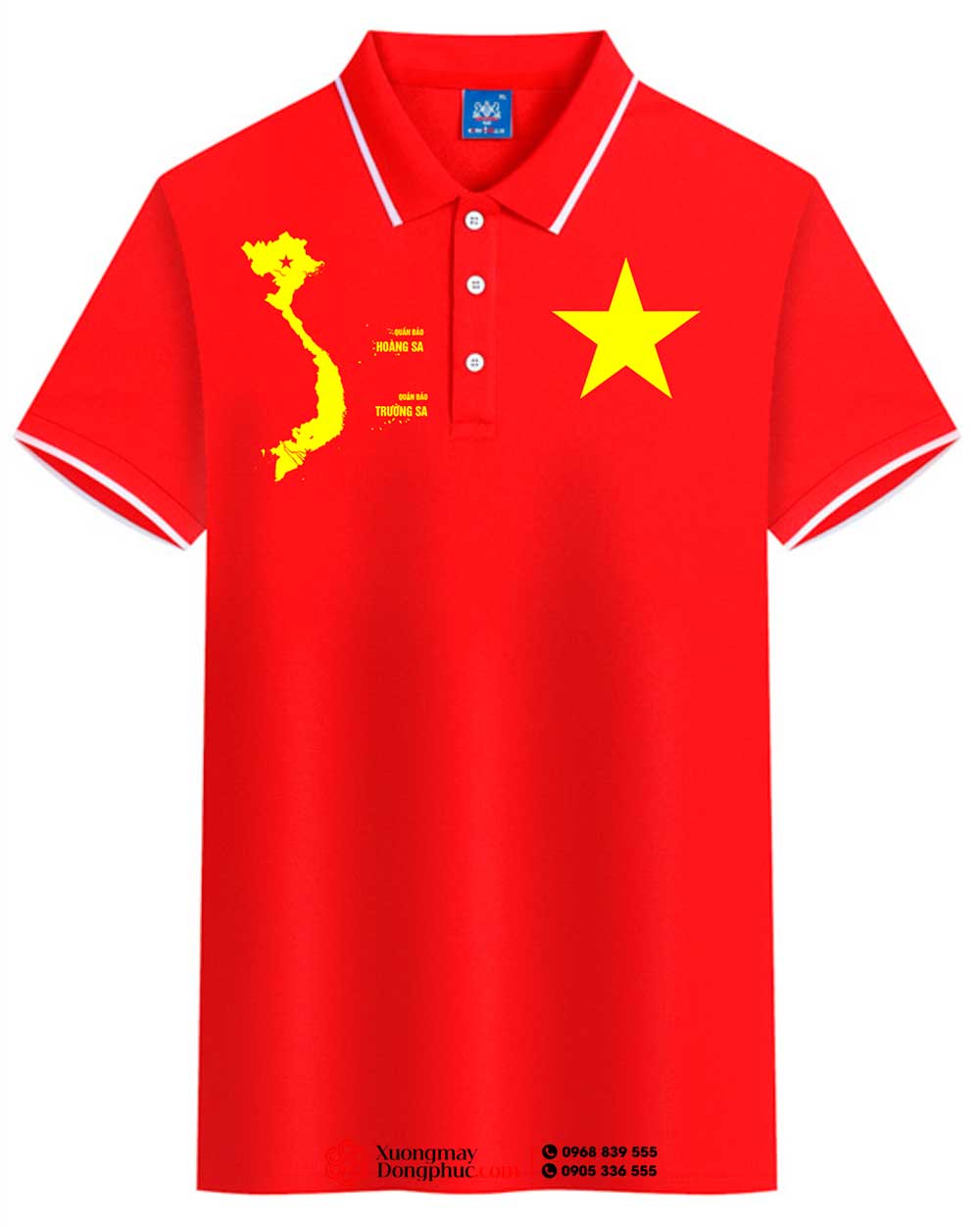 May và In áo cờ đỏ sao vàng cùng hình bản đồ Quần đảo Trường Sa-Hoàng Sa